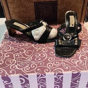 Brighton Terry Black Croc Dress Sandals Size 7